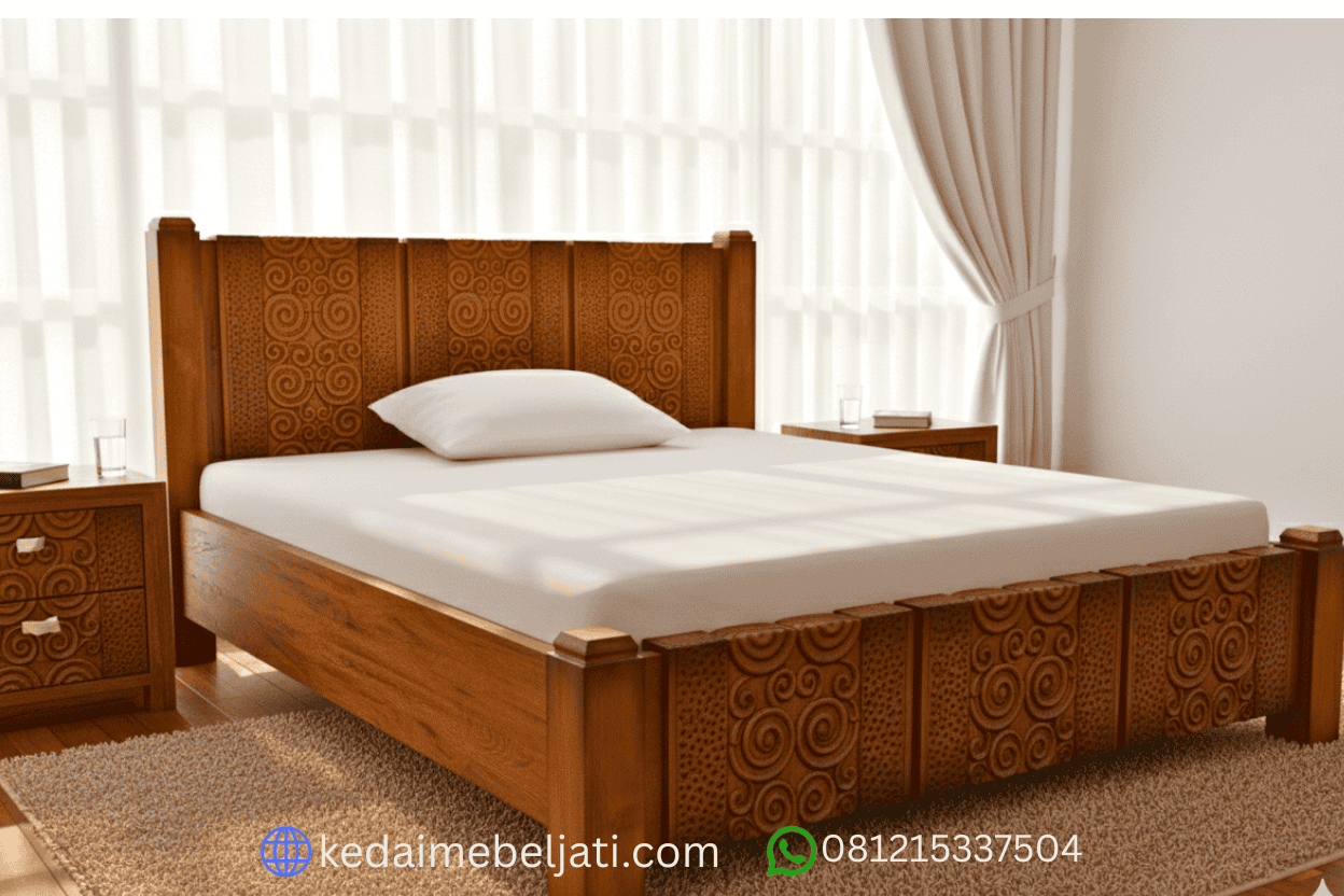 tempat tidur kayu jati