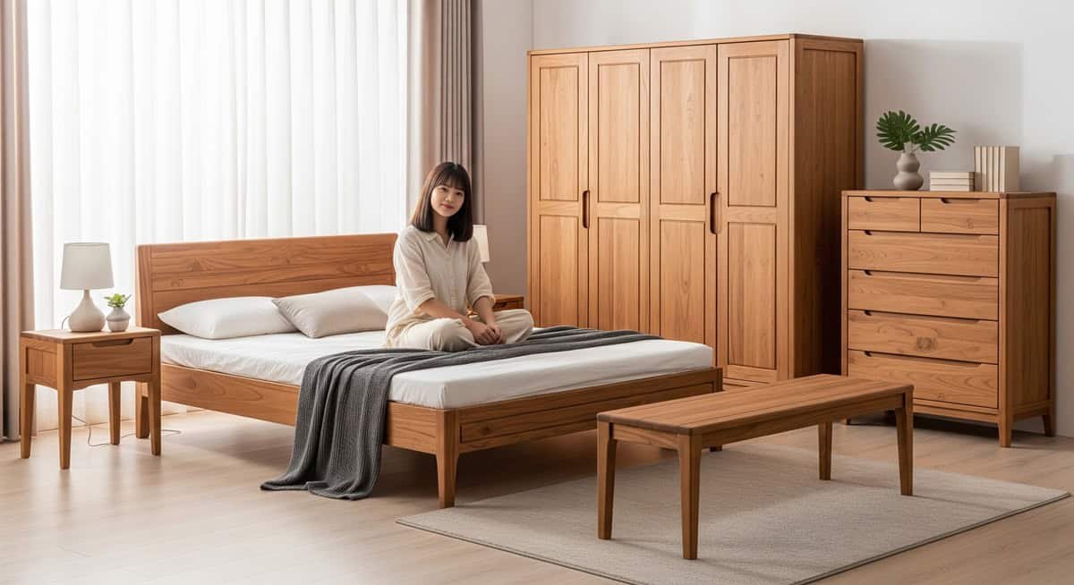 set tempat tidur jati